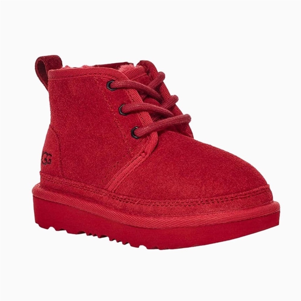 UGG Neumel II Toddler Size 10 Samba Red Suede Lace Up Side Zip Winter Boots